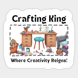 Crafting King:  Where Creativity Reigns Sewing Room Sticker